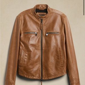 Banana Republic Leather Biker Jacket in Cognac